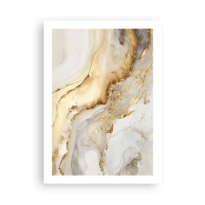 Póster - Composición abstracta de mármol dorado y blanco - 50x70cm - Abstracción: belleza y bondad - Decoración de pared moderna para salón y dormitorio ARTTOR
