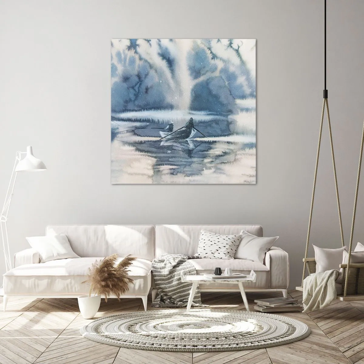 Cuadro sobre lienzo - Impresión de Imagen - Pescadores en su paraíso - 40x40 cm