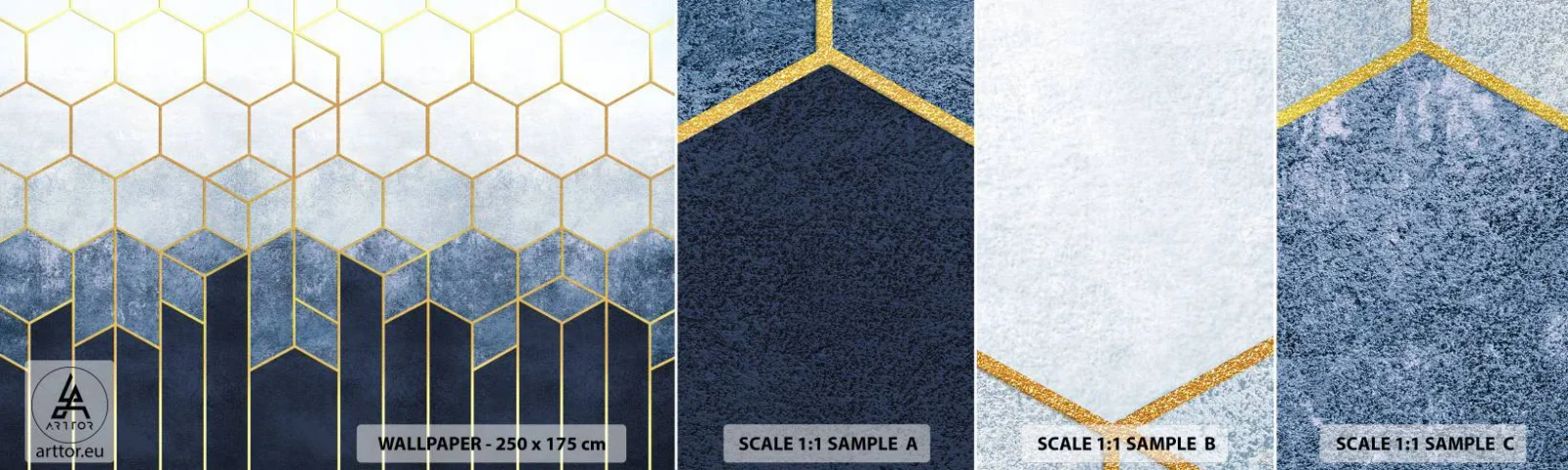 Muestra De Fotomural Standard Eco - Composición rítmica visual - Abstracción, Pedazo, Hexágono - 100x30 cm