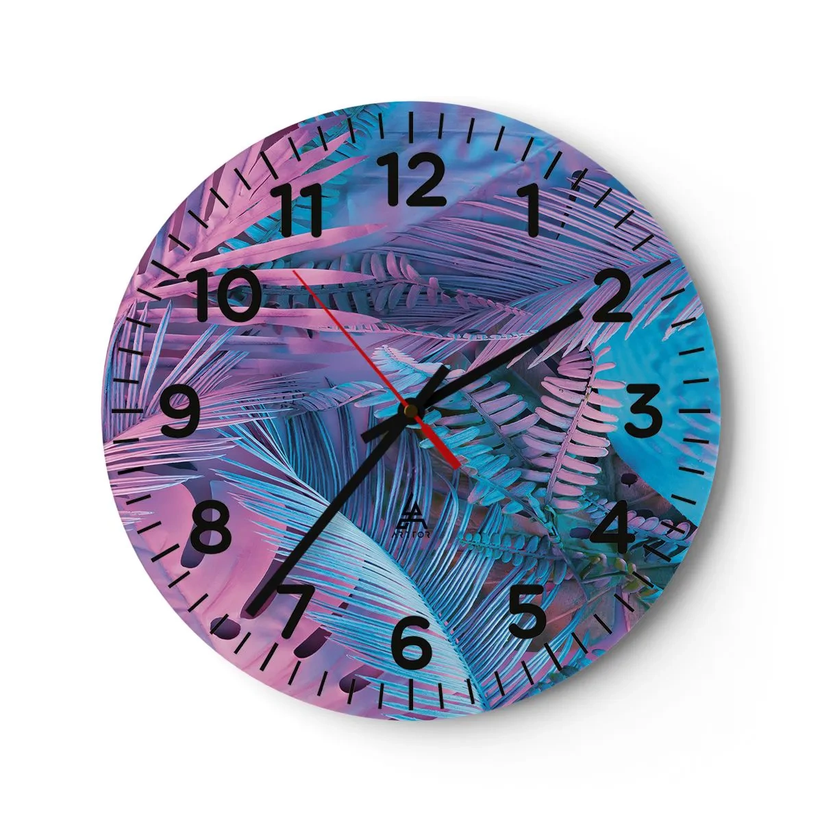 Reloj de pared - Reloj de vidrio - Trópicos en rosa y azul - 30x30 cm