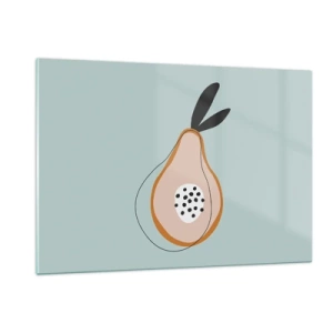 Cuadro sobre vidrio - Impresiones sobre Vidrio - Ilustración abstracta de una pera en estilo minimalista. - 120x80cm - El interior de la naturaleza - Decoración de pared moderna para salón y dormitorio ARTTOR