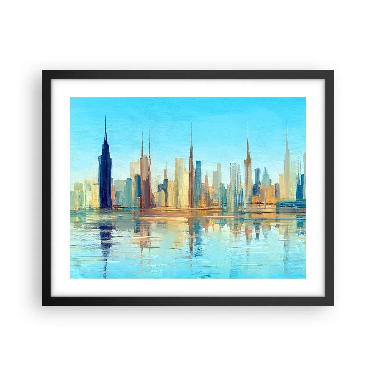 Póster en marco negro - Metrópolis soleada - 50x40 cm