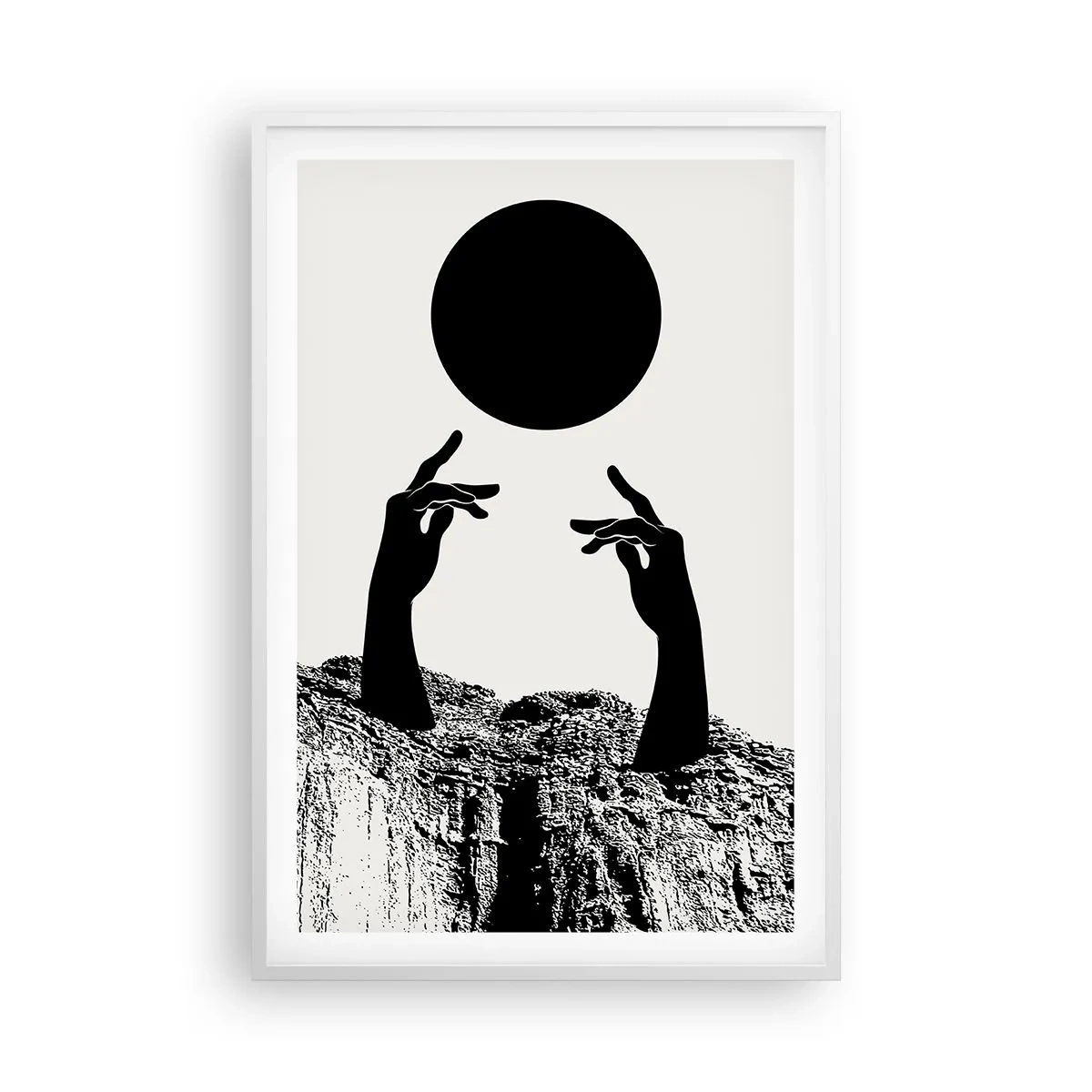 Póster en marco blanco - Composición surrealista: el sol y el resto - 61x91 cm