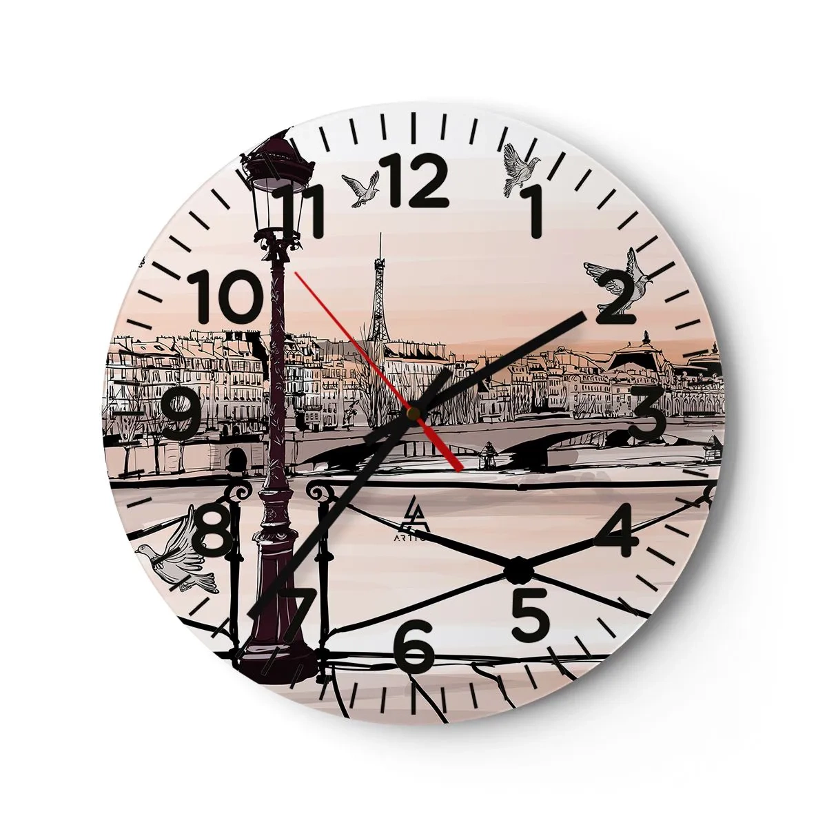 Reloj de pared - Reloj de vidrio - Sobre los tejados de París - 30x30 cm