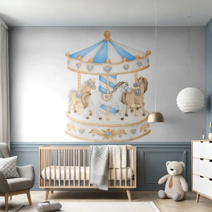 Fotomural Premium Canvas - Dulce infancia - Caballos, tiovivo, Para niños - 350x256 cm