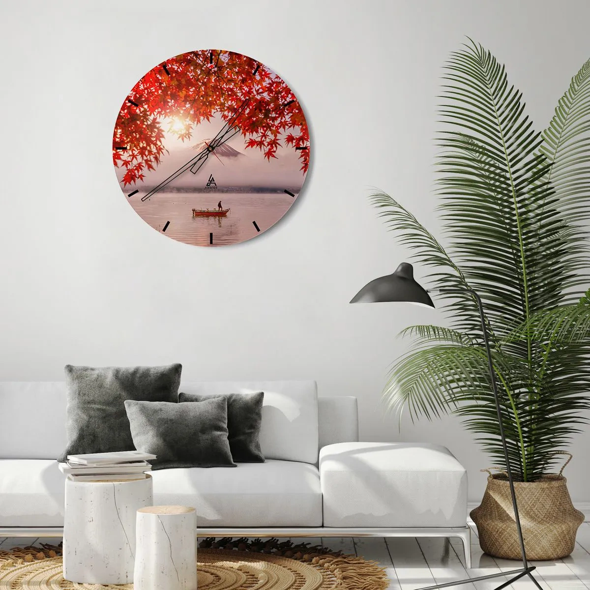 Reloj de pared - Reloj de vidrio - Estilo japonés - 30x30 cm