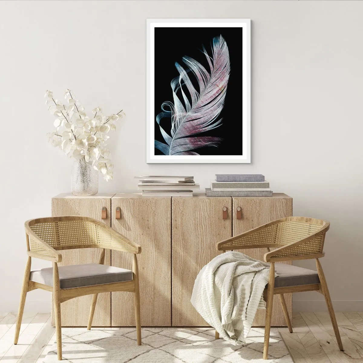 Póster en marco blanco - Piensa en el tacto - 70x100 cm