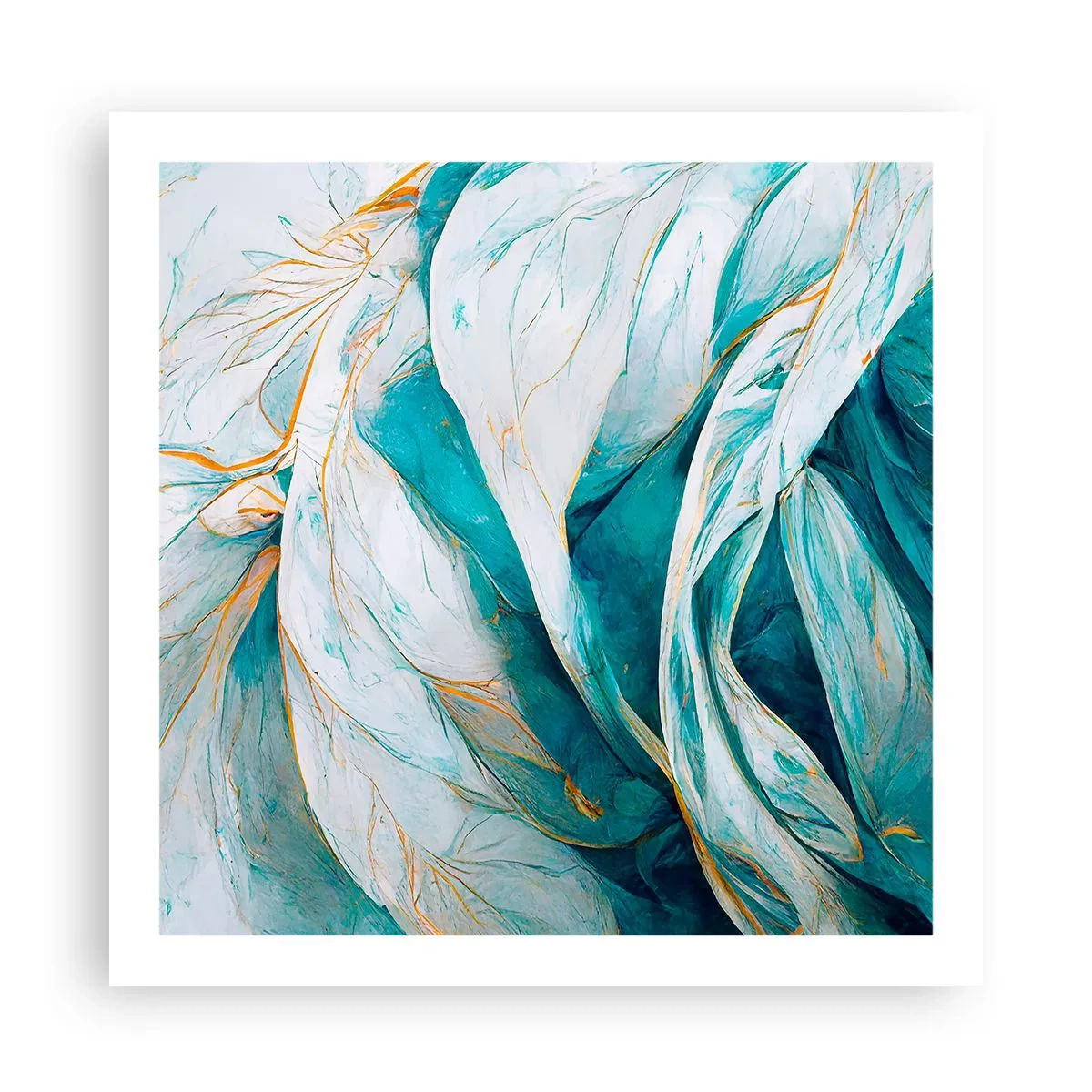 Póster - Abstracción azul con motivos dorados - 60x60 cm