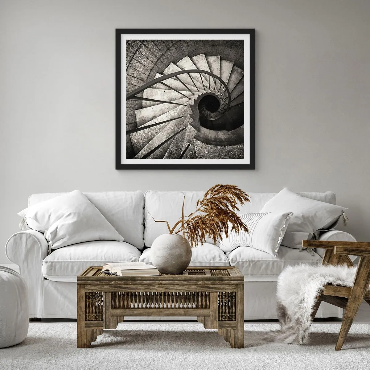 Póster en marco negro - Escaleras arriba, escaleras abajo - 30x30 cm