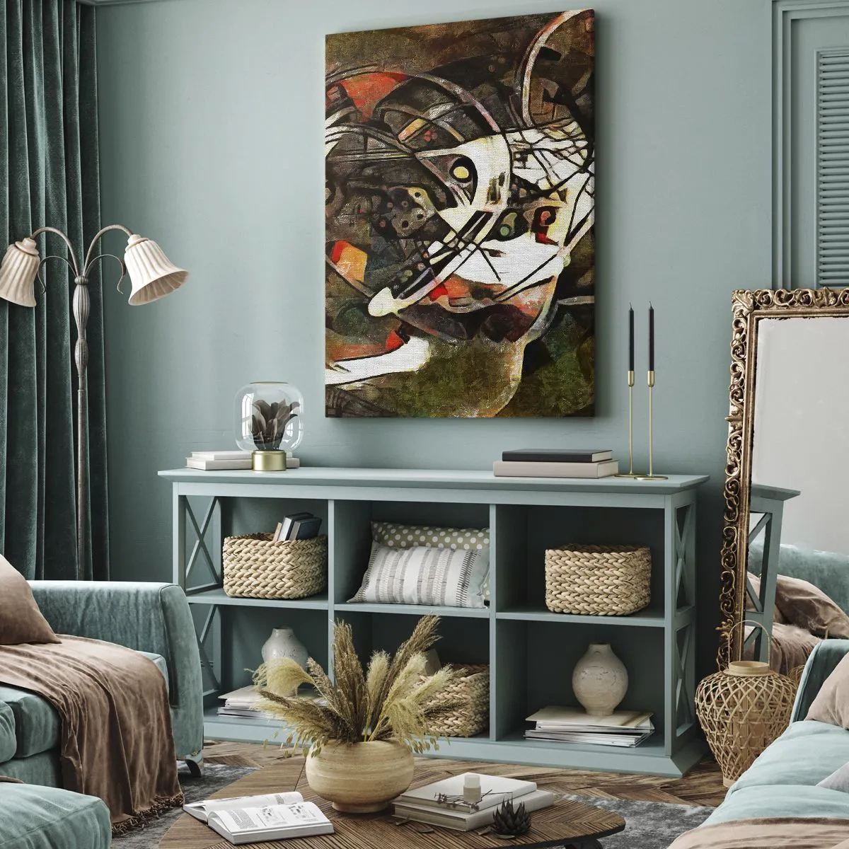 Cuadro sobre lienzo - Impresión de Imagen - Abstracción expresiva en tonos oscuros con líneas dinámicas. - 70x100cm - ¿Oyes el movimiento? - Decoración de pared moderna para salón y dormitorio ARTTOR