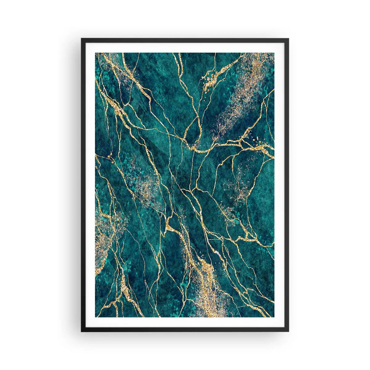 Póster en marco negro - Riachuelos de oro - 70x100 cm