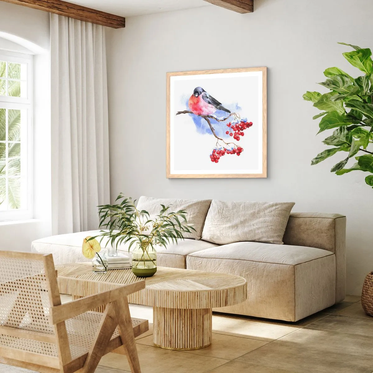 Póster en marco roble claro - Invierno en color - 50x50 cm