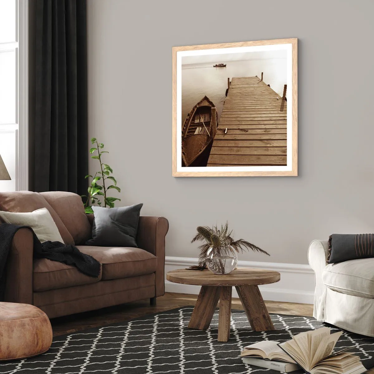 Póster en marco roble claro - La auténtica paz - 50x50 cm