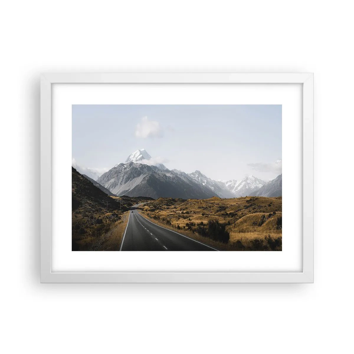 Póster en marco blanco - El camino al corazón de las montañas - 40x30 cm