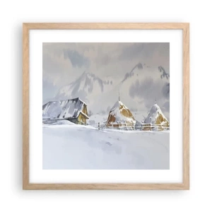 Póster en marco roble claro - En un valle nevado - 40x40 cm