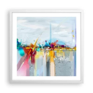 Póster en marco blanco - Un puente de alegría sobre el río de la vida - 50x50 cm