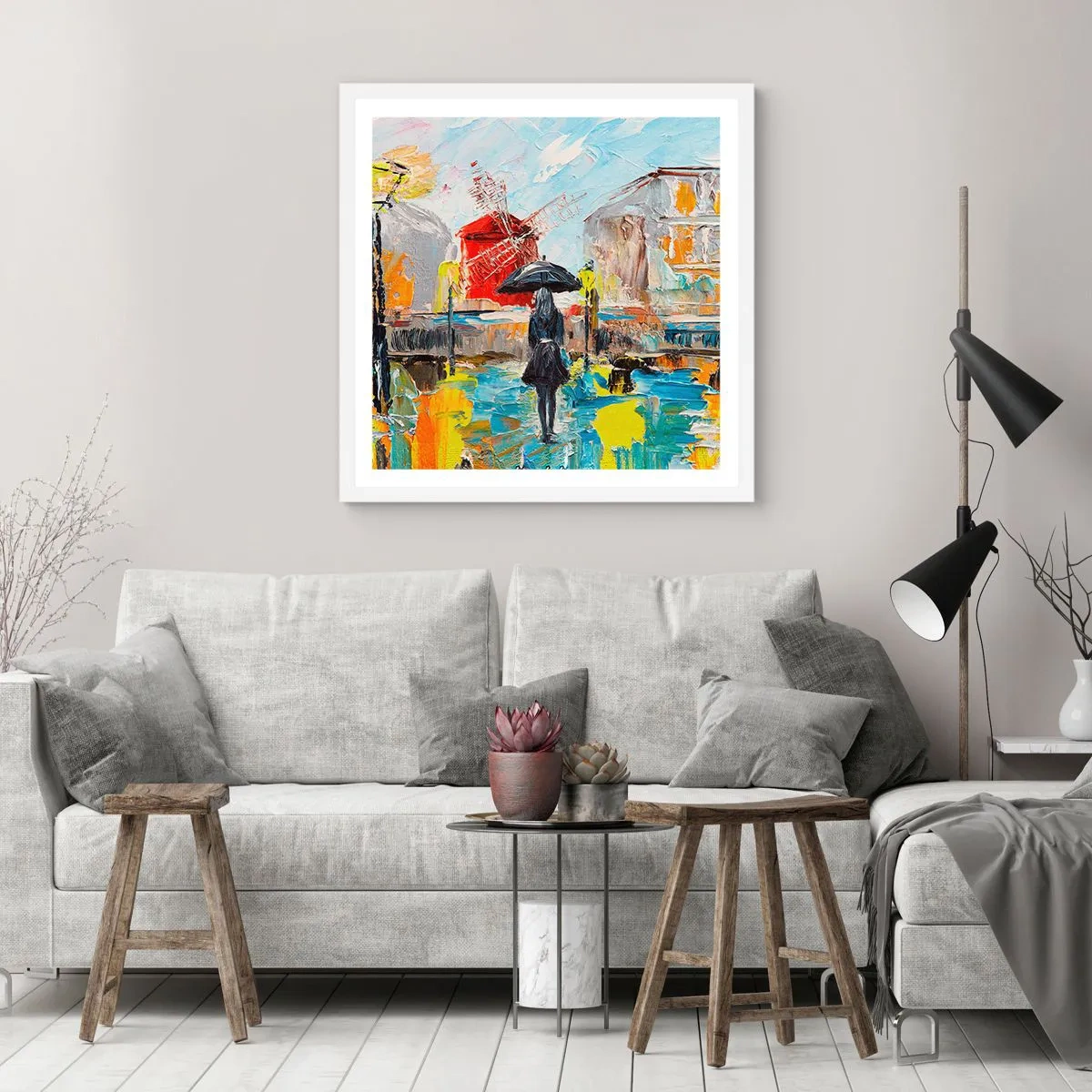 Póster en marco blanco - Leyendas parisinas - 60x60 cm