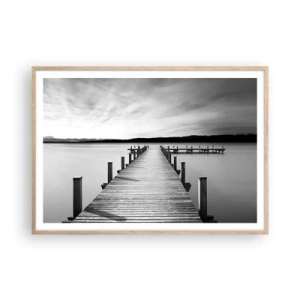 Póster en marco roble claro - En el lago de la paz - 100x70 cm