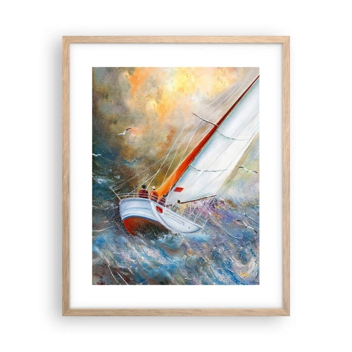 Póster en marco roble claro - Surcando las olas - 40x50 cm