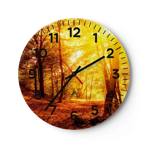 Reloj de pared - Reloj de vidrio - Hacia un claro de oro - 40x40 cm