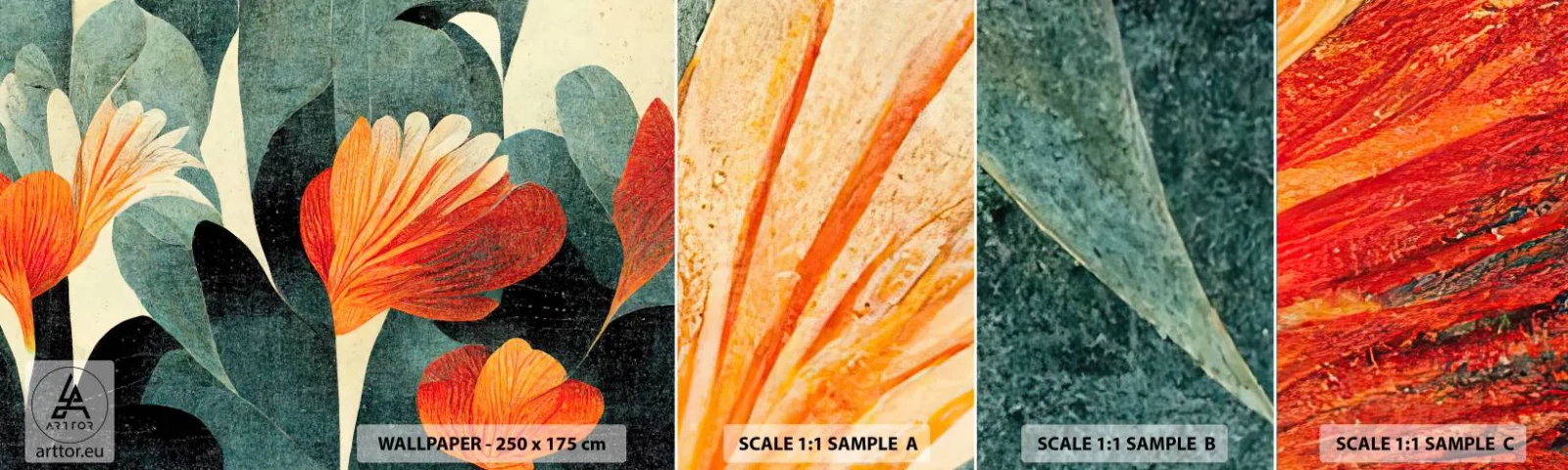 Muestra De Fotomural Standard Eco - El calor del trópico y el frescor del verdor - Botánica, bohemia, grunge - 100x30 cm