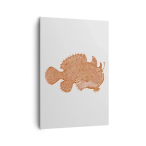 Cuadro sobre lienzo - Impresión de Imagen - Dibujo detallado de un pez de color cobre sobre un fondo blanco. - 70x100cm - Y sin embargo, un simple pez - Decoración de pared moderna para salón y dormitorio ARTTOR