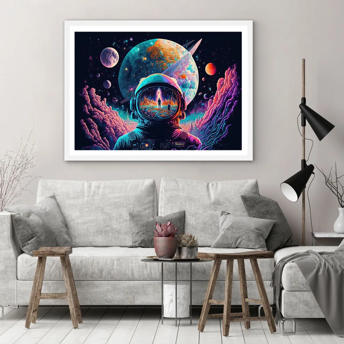 Póster en marco blanco - Sueños de niño - 70x50 cm