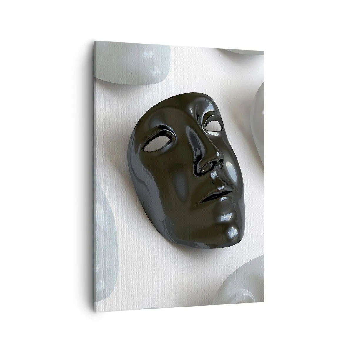 Cuadro sobre lienzo - Impresión de Imagen - Máscaras en blanco y negro sobre un fondo claro - 50x70cm - ¿Cómo destacar? - Decoración de pared moderna para salón y dormitorio ARTTOR