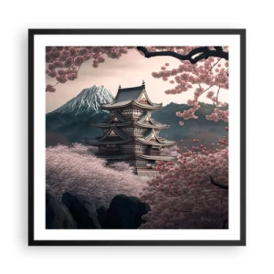 Póster en marco negro - Tierra de cerezos en flor - 60x60 cm