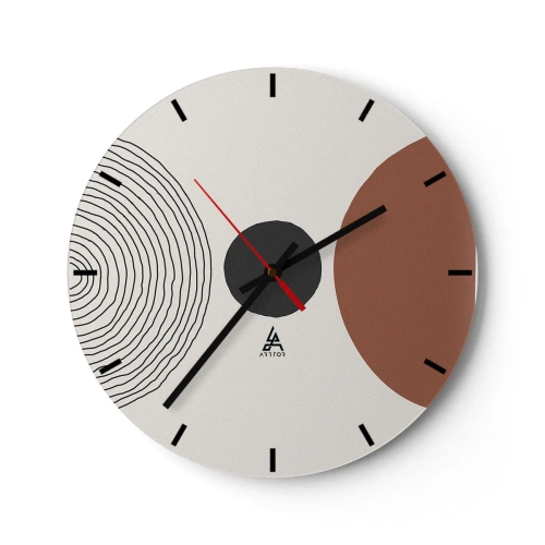 Reloj de pared - Reloj de vidrio - Líneas concéntricas y círculos geométricos en contraste - 30x30cm - En el centro de la atención - Decoración de pared moderna para salón, cocina y dormitorio ARTTOR