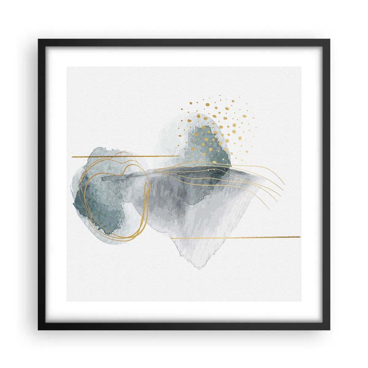 Póster en marco negro - Sobre la relación entre el gris y el oro - 50x50 cm