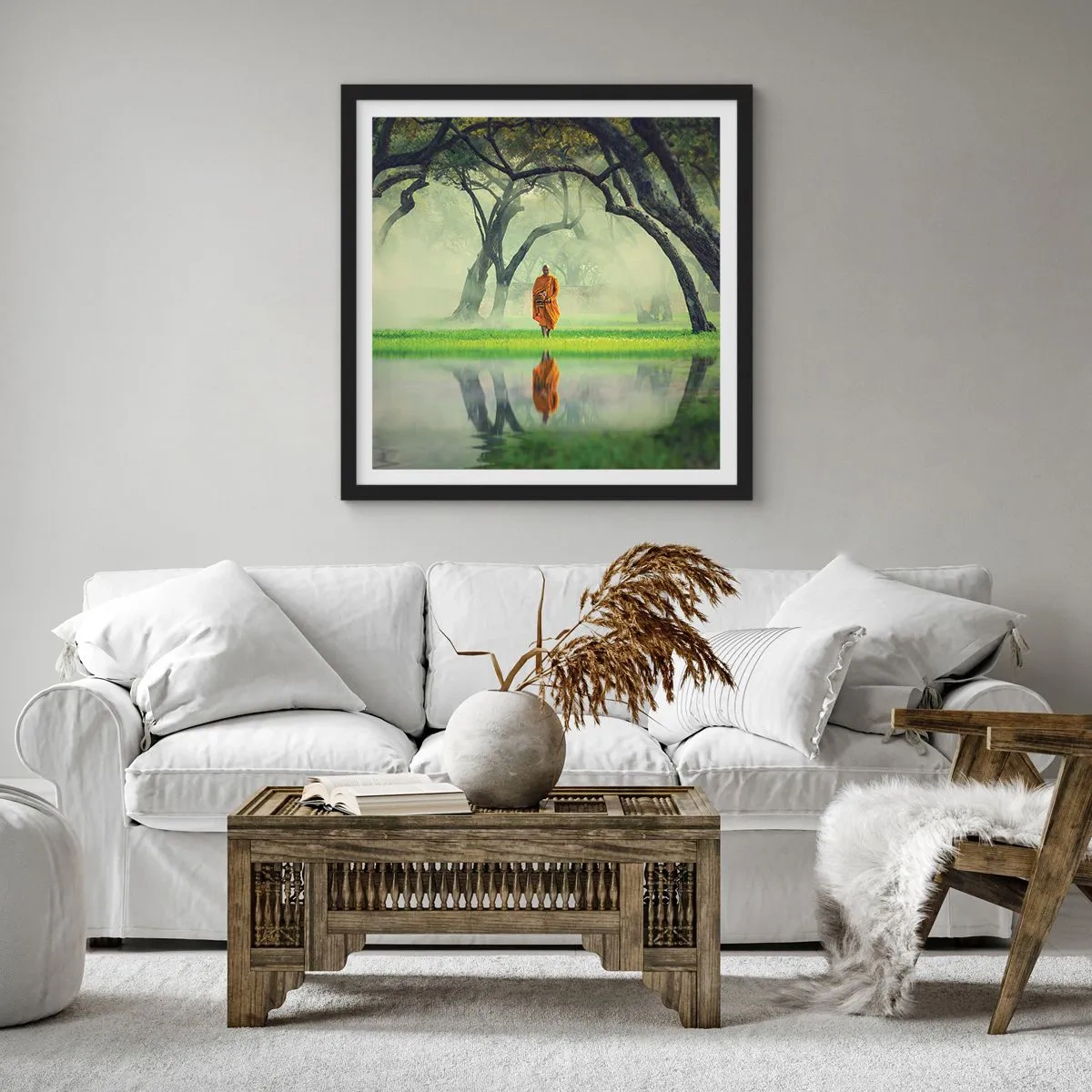 Póster en marco negro - En el camino de la iluminación - 50x50 cm