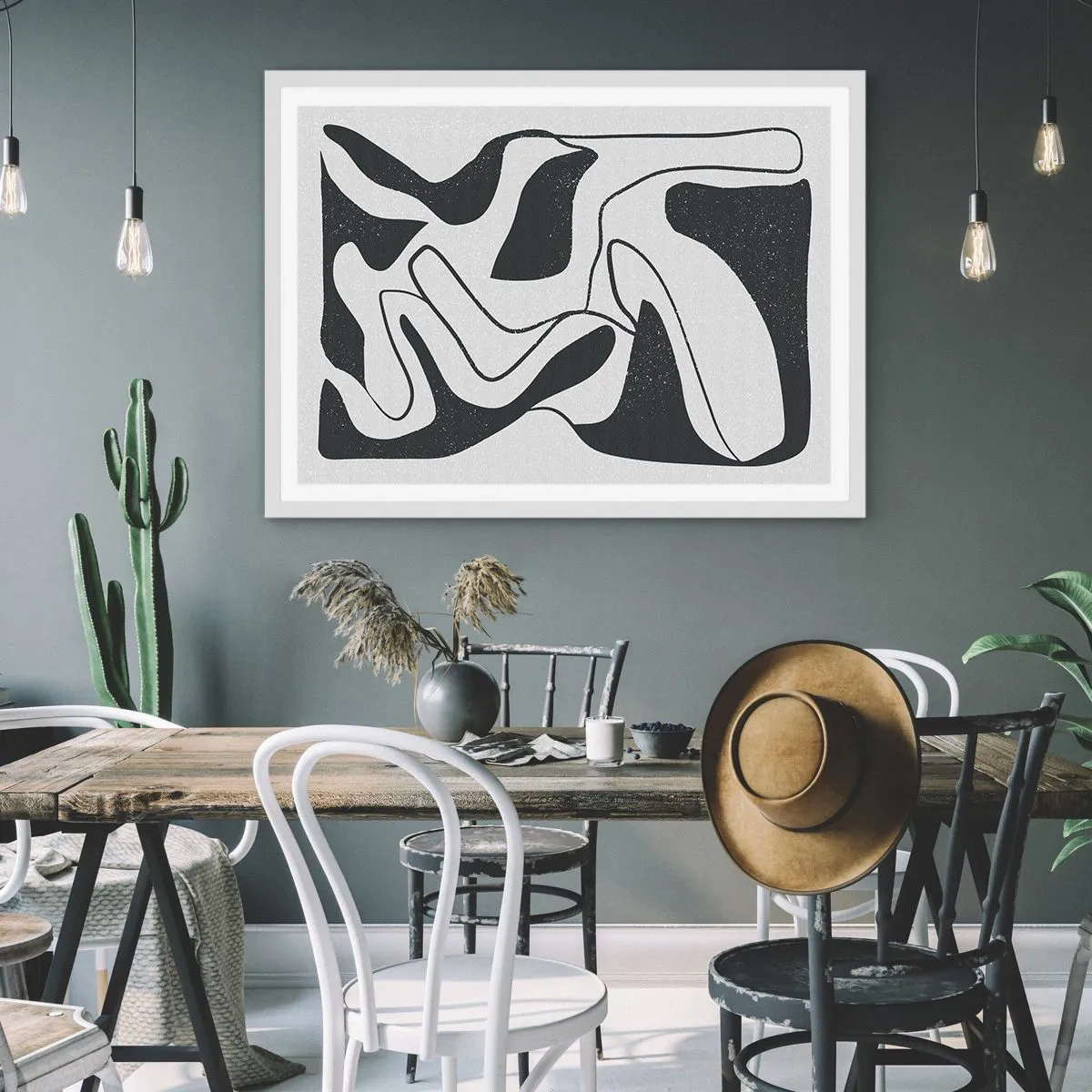 Póster en marco blanco - Juego abstracto en un laberinto - 40x30 cm