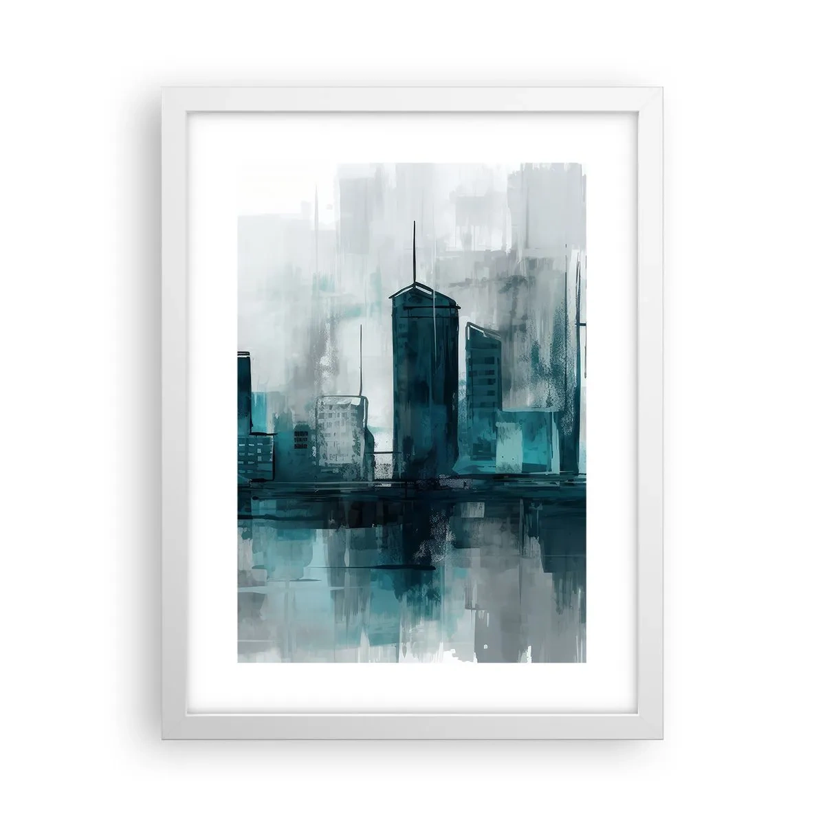 Póster en marco blanco - Ciudad color lluvia - 30x40 cm