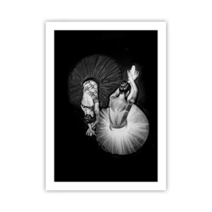 Póster - Bailarinas en una fotografía en blanco y negro vistas desde arriba - 50x70cm - Yin y yang: el equilibrio perfecto - Decoración de pared moderna para salón y dormitorio ARTTOR