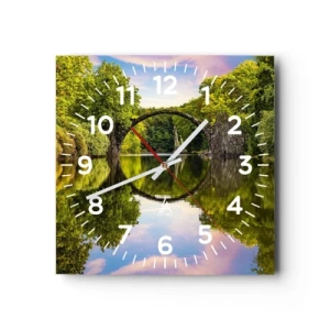 Reloj de pared - Reloj de vidrio - En el punto de encuentro de dos mundos - 40x40 cm