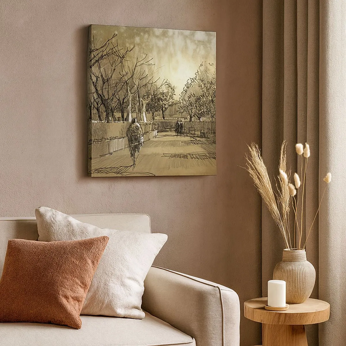 Cuadro sobre lienzo - Impresión de Imagen - Un momento hecho a pluma - 30x30 cm