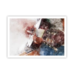 Póster - Una interpretación artística de una guitarra en estilo acuarela. - 100x70cm - ¿Y qué opinas? - Decoración de pared moderna para salón y dormitorio ARTTOR