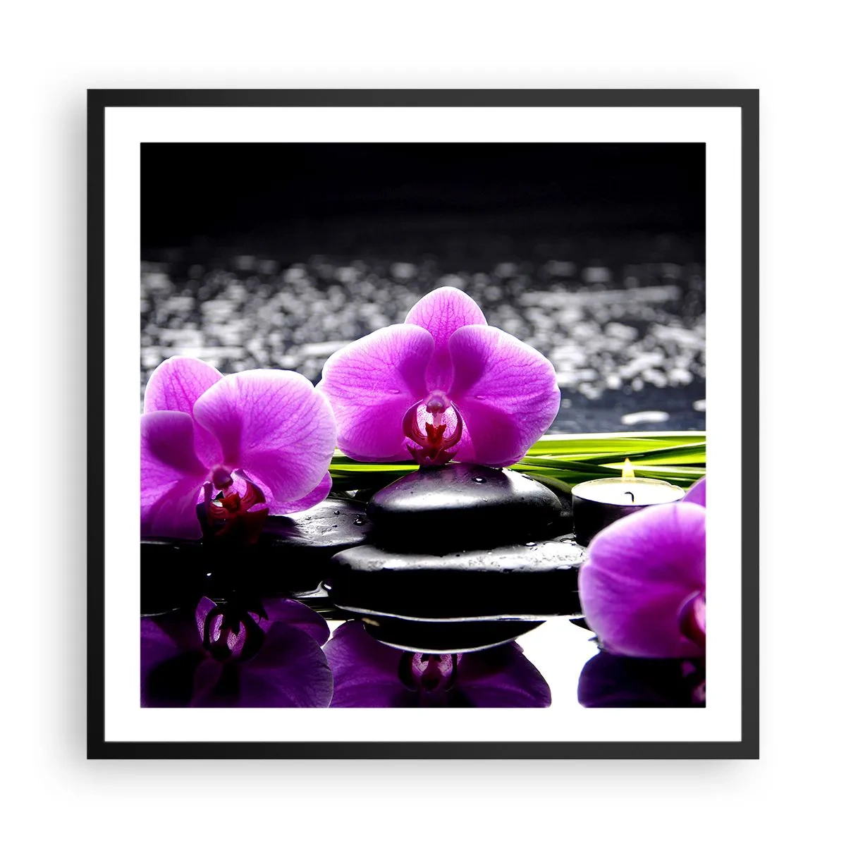Póster en marco negro - Ahogarse en la paz y la tranquilidad - 60x60 cm