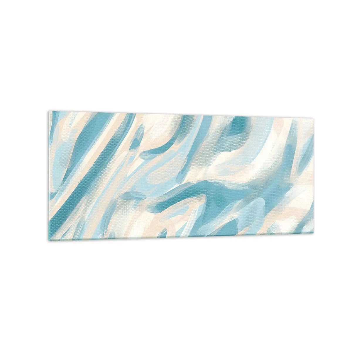 Cuadro sobre vidrio - Impresiones sobre Vidrio - Rayas azules abstractas sobre un fondo claro - 120x50cm - Brisas primaverales - Decoración de pared moderna para salón y dormitorio ARTTOR