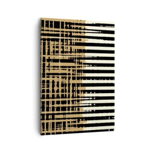 Cuadro sobre lienzo - Impresión de Imagen - Líneas abstractas en negro, beige y blanco. - 50x70cm - Abstracción arquitectónica - Decoración de pared moderna para salón y dormitorio ARTTOR