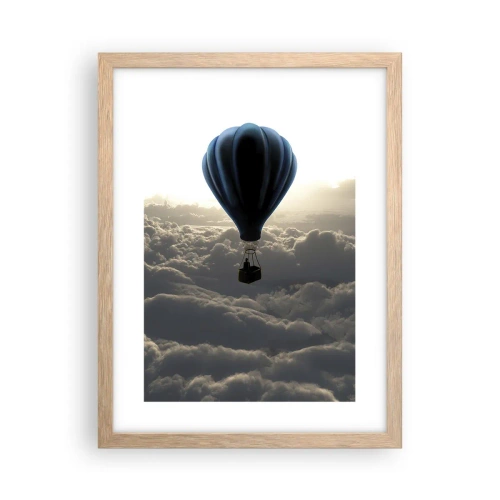 Póster en marco roble claro - Un viajero por encima de las nubes - 30x40 cm