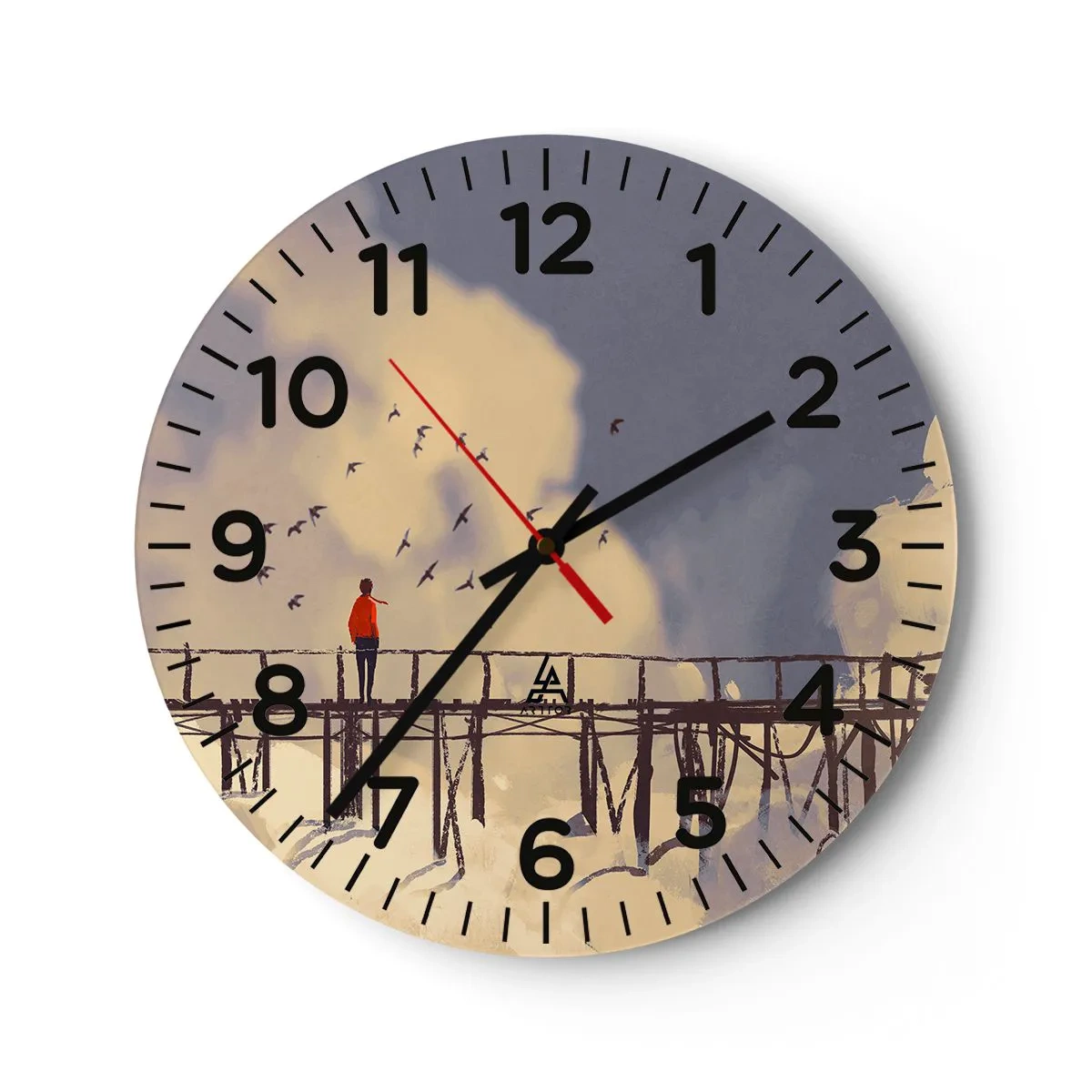 Reloj de pared - Reloj de vidrio - Anhelo azul - 30x30 cm