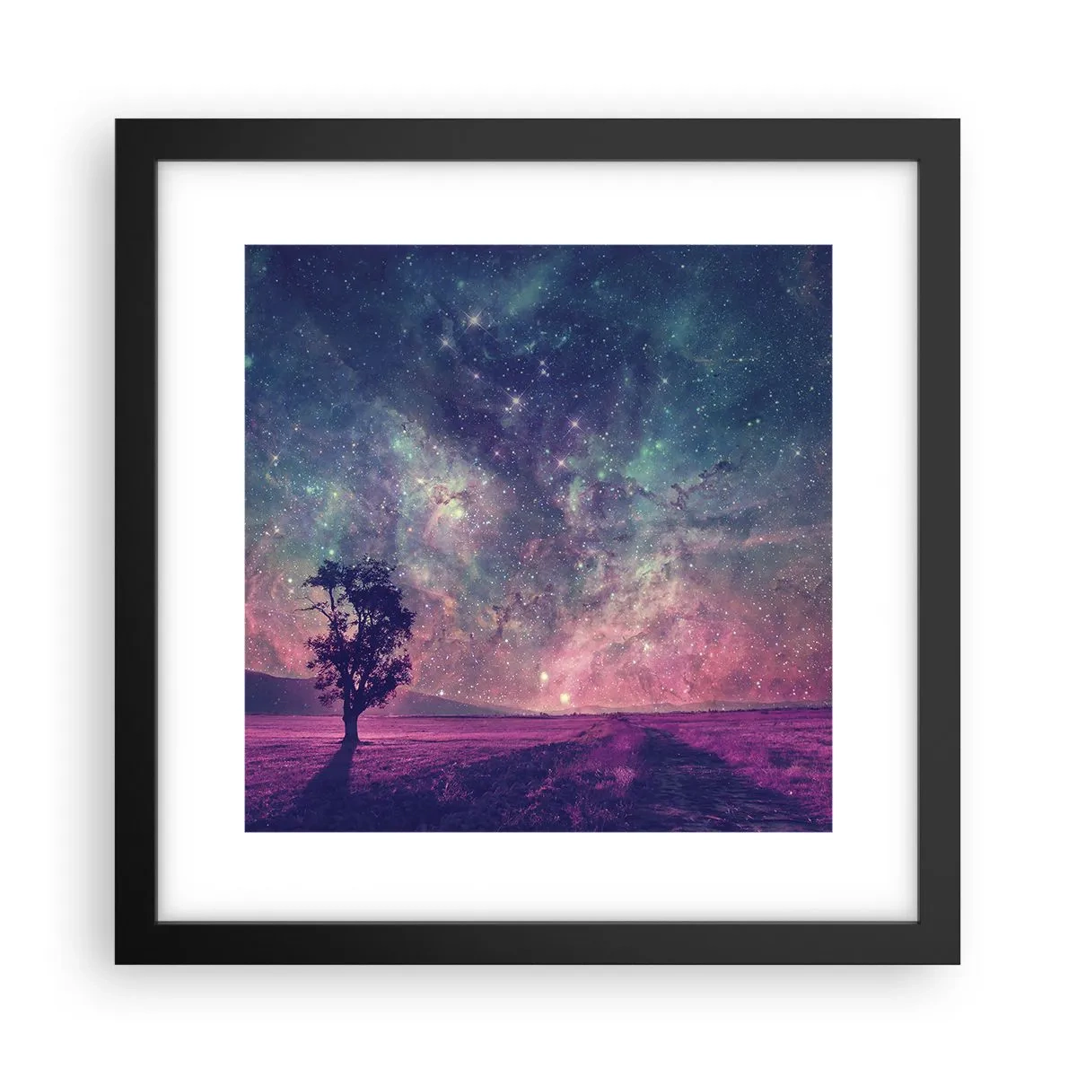Póster en marco negro - Bajo un cielo mágico - 30x30 cm