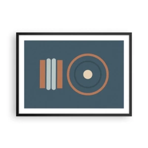 Póster en marco negro - Una composición geométrica con círculos y rectángulos en colores tenues. - 70x50cm - La esencia de las cosas - Decoración de pared moderna para salón y dormitorio ARTTOR