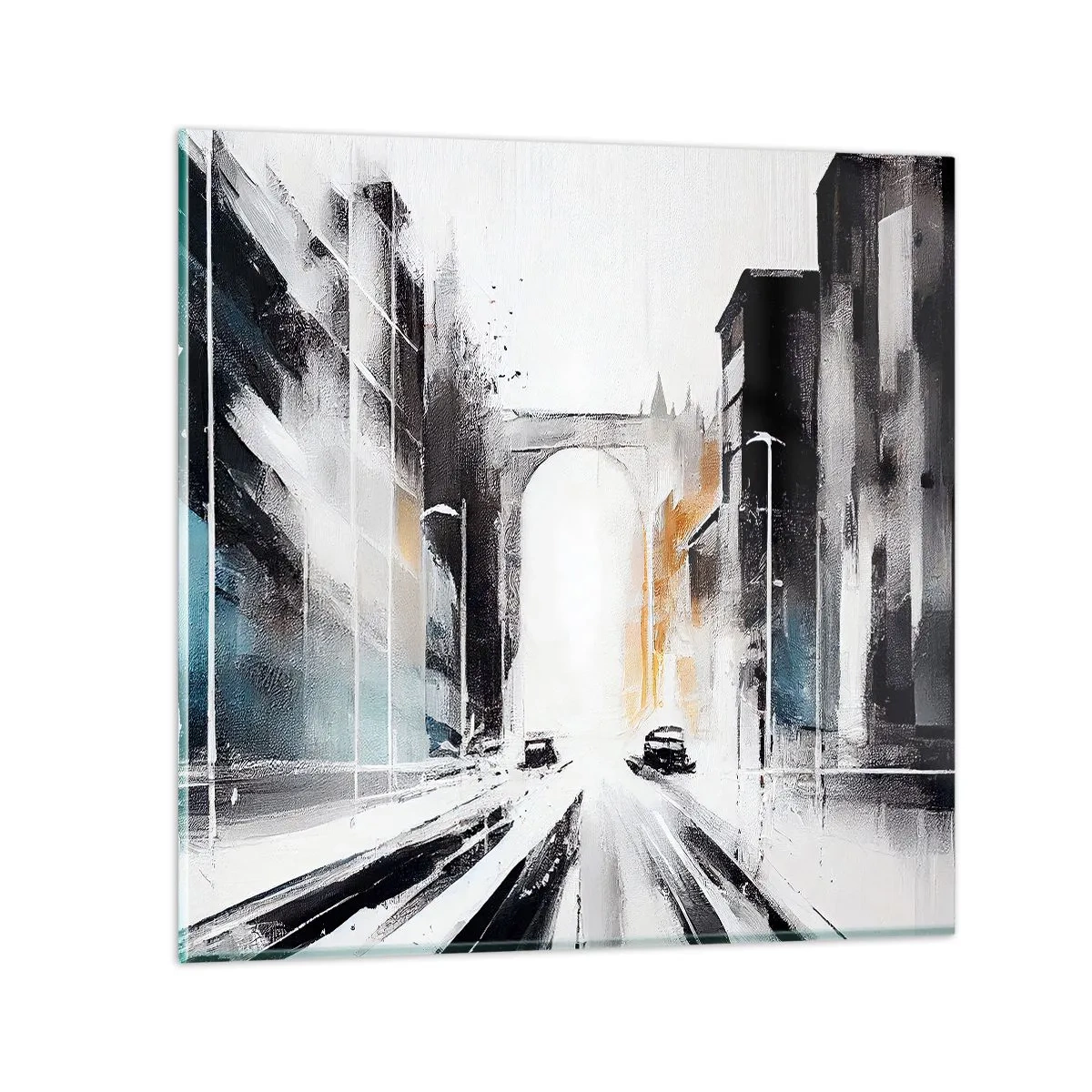 Cuadro sobre vidrio - Impresiones sobre Vidrio - Estudio de la ciudad: arquitectura y movimiento - 30x30 cm