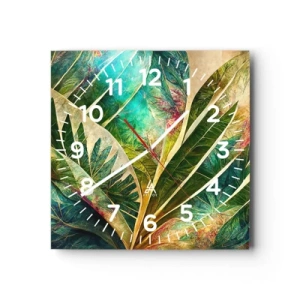 Reloj de pared - Reloj de vidrio - Los colores del trópico - 40x40 cm