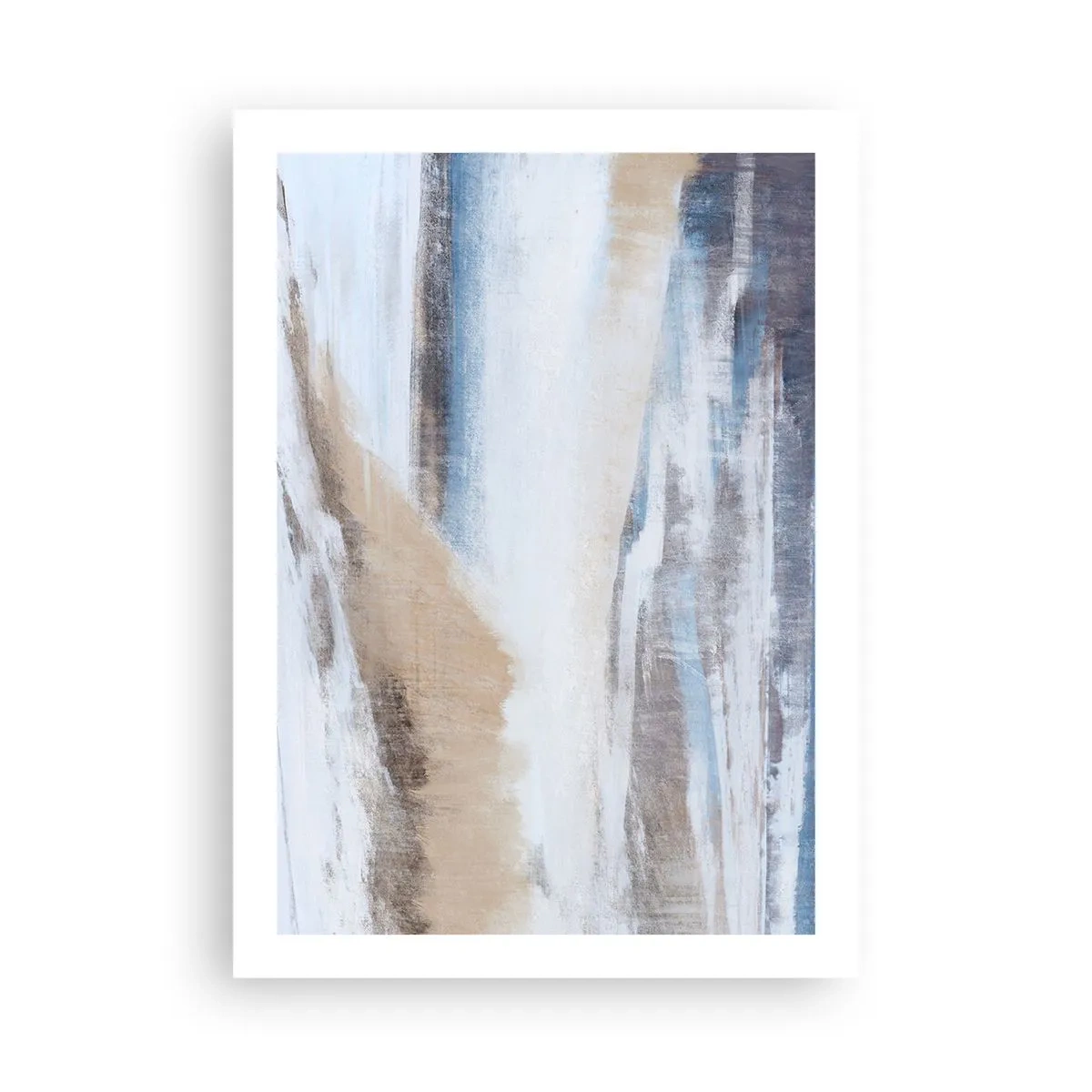 Póster - Composición abstracta en tonos azules y beige. - 50x70cm - Composición invernal - Decoración de pared moderna para salón y dormitorio ARTTOR