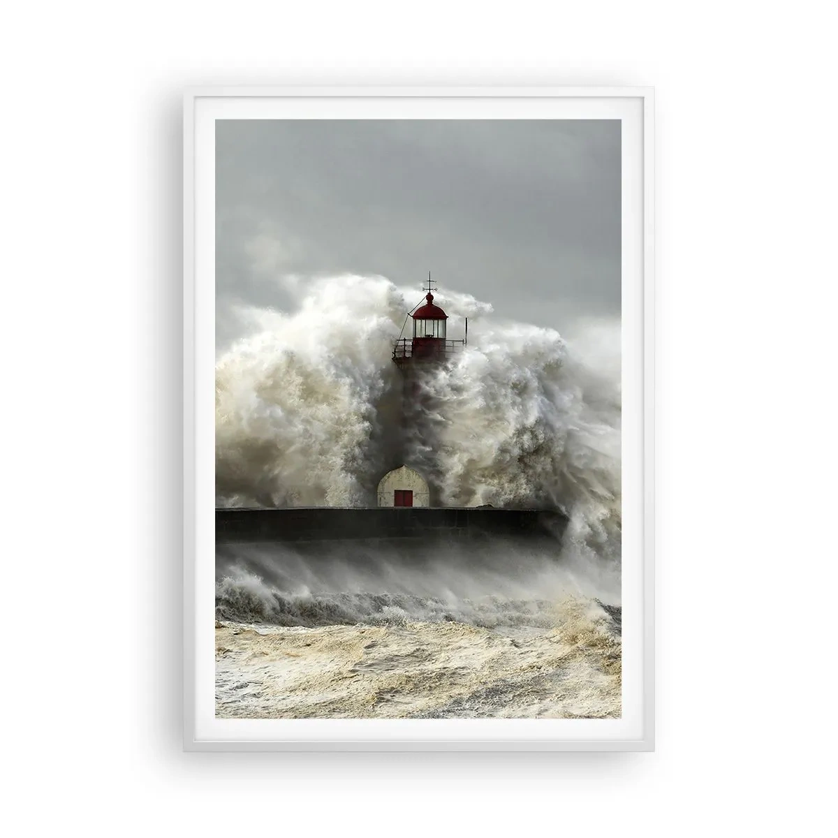 Póster en marco blanco - La furia del océano - 70x100 cm