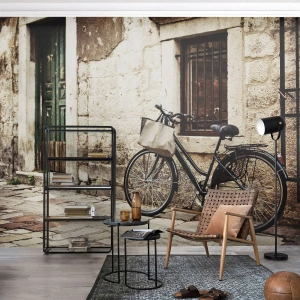 Fotomural Premium Sand - Regreso al pasado - Arquitectura, Bicicleta, Vintage - 300x210 cm
